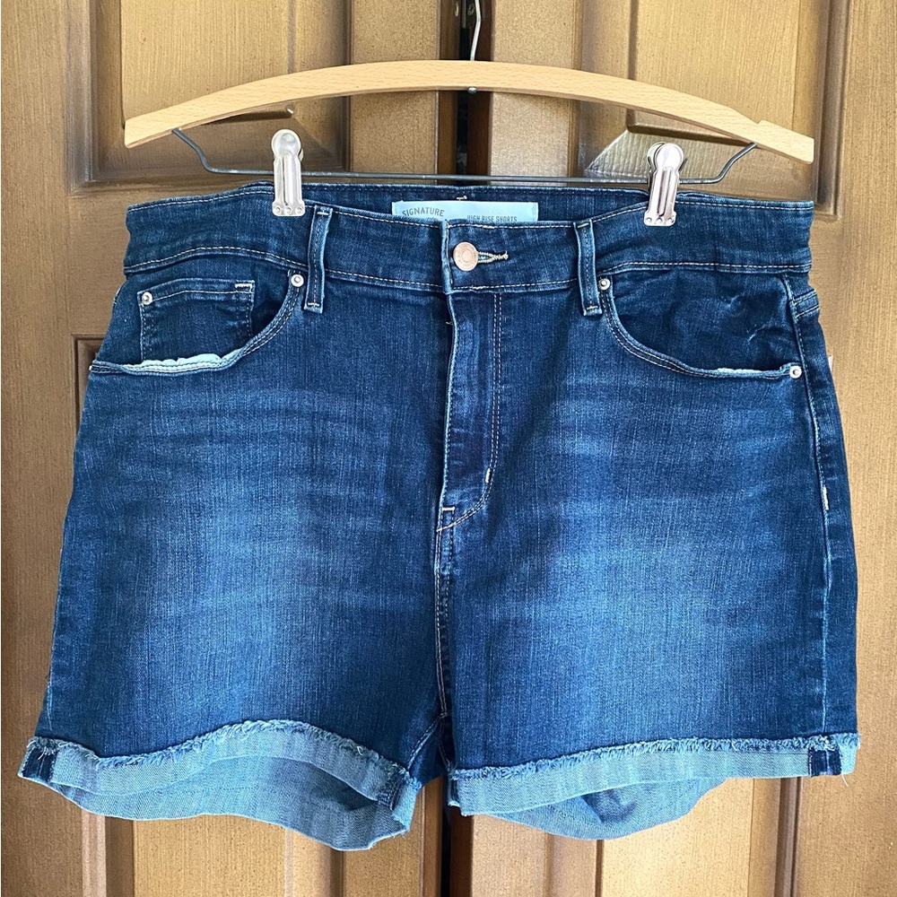 Jean shorts, sewn cuffed, blue jean, signature by levi Strauss